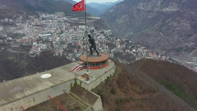 Artvin Atatepe drone footage, biggest Ataturk statue in the world, oe01