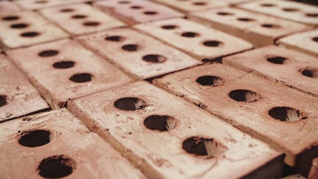 red brick on the construction site
