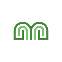 green geometric letter m logo vector icon