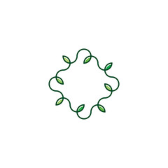 green leaves frame eco bio organic logo icon