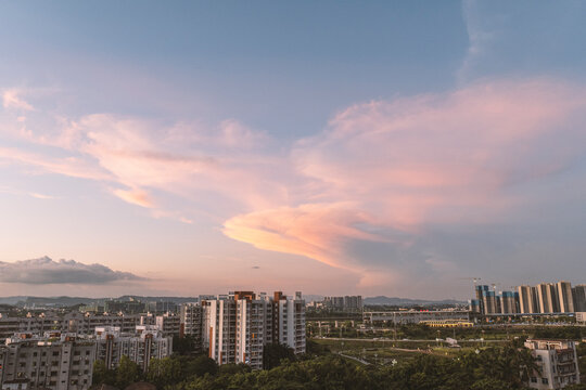 Evening Red Auspicious Clouds At Dusk In Dongguan, China