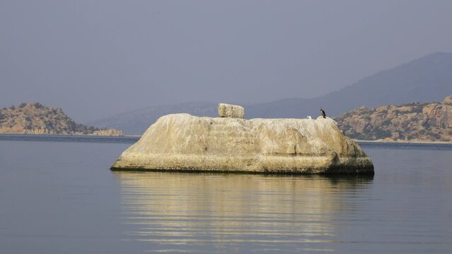 Salt Bafa Lake landscape with great nature and wild seabirds - Mugla - Turkey. Latmos.