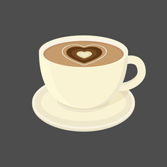 Cup of coffee with heart. Vector illustration, isolated.	