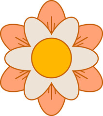 Retro Flower Smiling Face Groovy Style