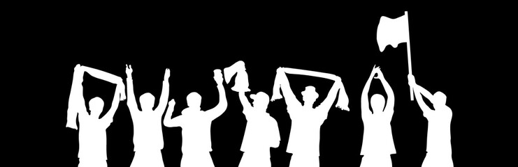 Fußballfans jubeln - Banner weiß schwarz © kebox