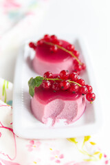 Red currant Panna Cotta with berry sauce