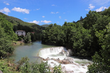 small waterfall in the mountains