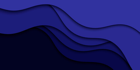 Background with blue waves. Abstract wavy blue paper background.