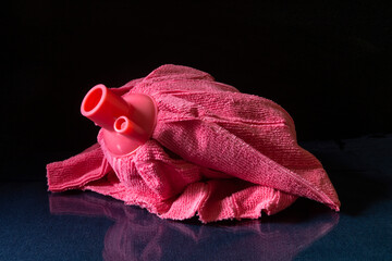 New microfiber mop on the floor with reflection