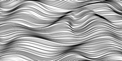 abstract smooth waves background. black and white wavy stripes background