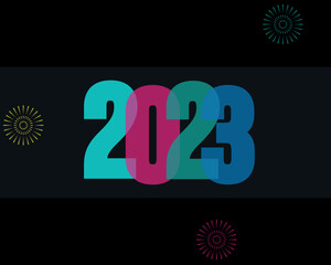 2023 New Year Background Design.2023 Text Design Vector.Greeting Card