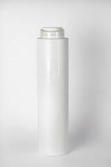 White shampoo bottle, 3d vector template on a light gray background. Template for advertising, hygiene, hair and cosmetic products.