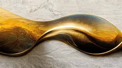 Obraz premium Golden shapes with paper texture arabesque detailing, golden metal texture, abstract, elegant, delicate and luxurious retro dramatic graphic design elements
