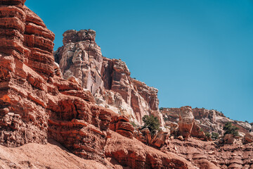 Fototapeta premium Capitol Reef National Park Red Rocks in front of a blue sky in the USA National Park
