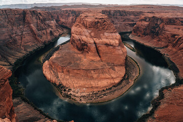 Horseshoe bend on a Cloudy Day in Arizona