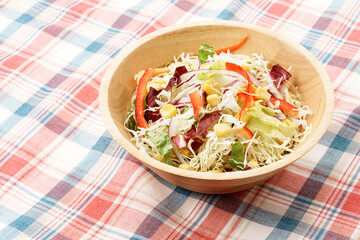 千切りキャベツとカラフル野菜のサラダ