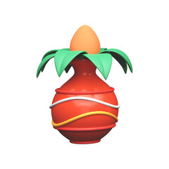 Isolated Kalash (Worship Pot) Icon In 3D Style.
