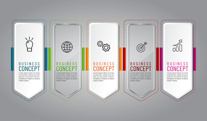 business infographic 3 d, square and arrow style, Glass design, can be used for workflow layout, diagram, annual report, web design.Creative banner, label vector, Business Plan.