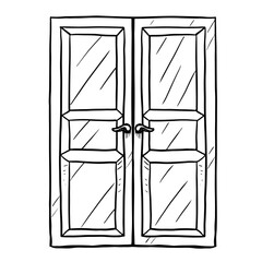 Closed door vector illustration on white background