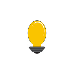 Vector illustration of a yellow light bulb on a white background