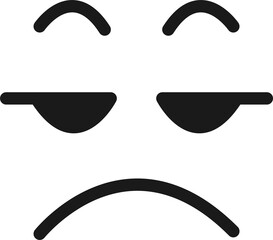 Cartoon doodle of facial expression emoticon, Sullen face.