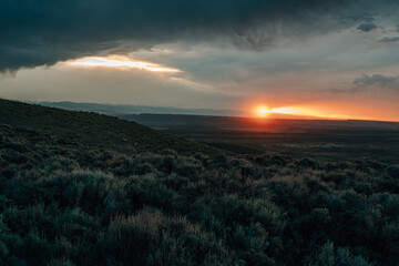 Fototapeta na wymiar Sunset in the prairie of wyoming