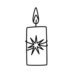 Vector doodle illustration of a candle, Christmas and New Year vector clipart