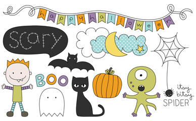 cute Halloween set of characters