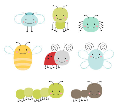 set of cute bugs