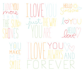 hand-drawn words set