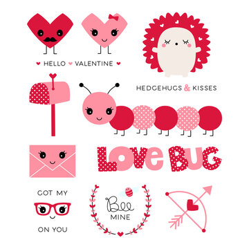love bug set of valentine's illustrations
