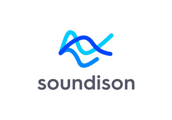 wave and sound logo design templates