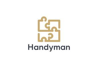 abstract puzzle logo design templates