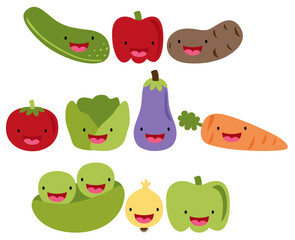 set of vegetable characters for babies and kids