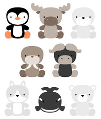 set of animal characters for babies and kids