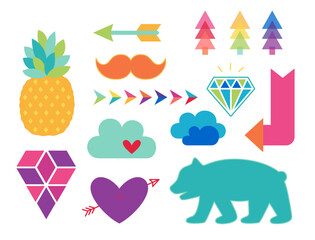 set of colorful hip elements