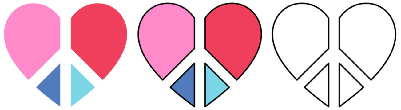 peace sign symbol heart illustration