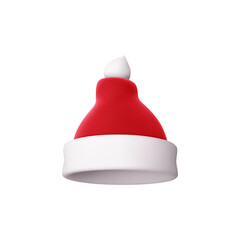 3d Christmas Santa Claus hat icon. New Year and xmas decoration isolation. on white background. Vector cartoon illustration.