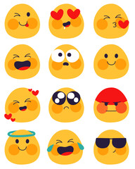 Vector emoji set. Cute emoticon set. Emoji expression collection.