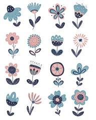 Flower collection in scandinavian style. Flower in folk style for spring holiday. © Sunshine Studio