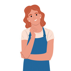 Grocery store employees,small business.Happy positive seller showing gesture. Flat vector illustration