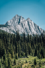 Canadian landscape with blue sky and mountains
