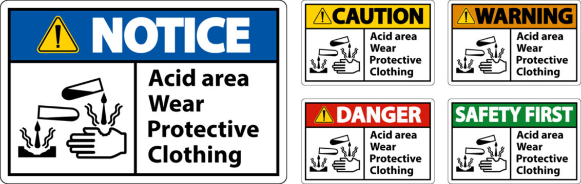 Acid Area Wear Protective Clothing Sign