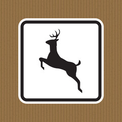 Deer Crossing Sign On White Background