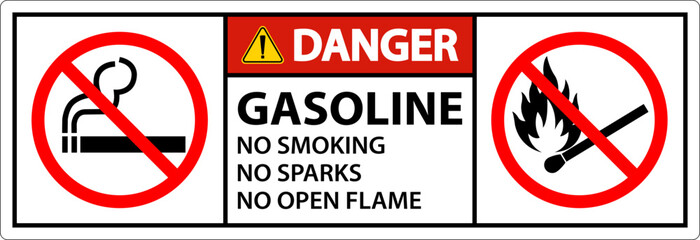 Danger Gasoline No Smoking Sparks Or Open Flames Sign