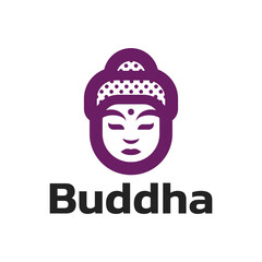 Buddha logo zen monogram vector  icon design template. Thai,Chinese and asia buddha face.