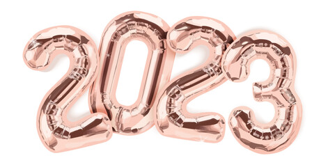 Pink balloon number 2023. Christmas or New Year illustration. EPS 10.