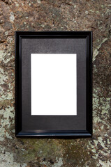 Empty frame mockup with copy space, text or art space on rock texture background
