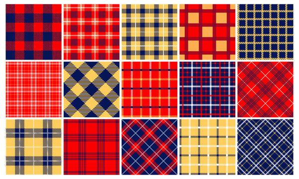 Plaid pattern. Seamless tartan print scotland classic design, abstract traditional scottish fabric, modern colorful textile background. Vector texture