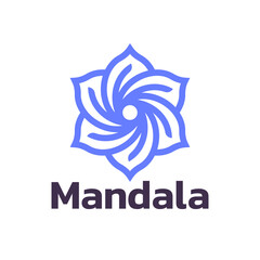 Logo for yoga studio. Mandala  vector illustration symbol and flower lotus. Namaste design for yoga, tattoo.